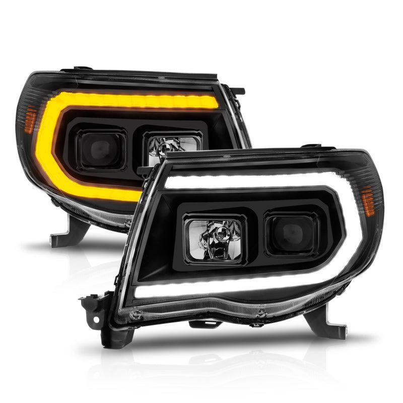 ANZO 05-11 Toyota Tacoma Projector Headlights w/Light Bar Switchback Black Housing ANZO Headlights AXOPROS