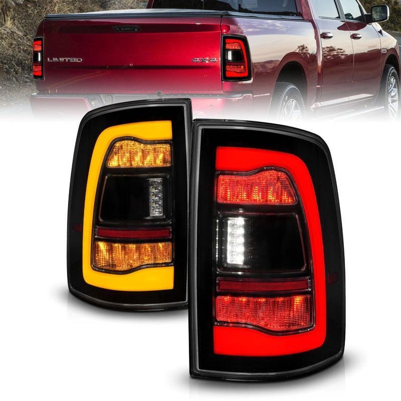 ANZO 09-18 Dodge Ram 1500 Sequential LED Taillights Smoke Black w/Switchback Amber Signal ANZO Tail Lights AXOPROS