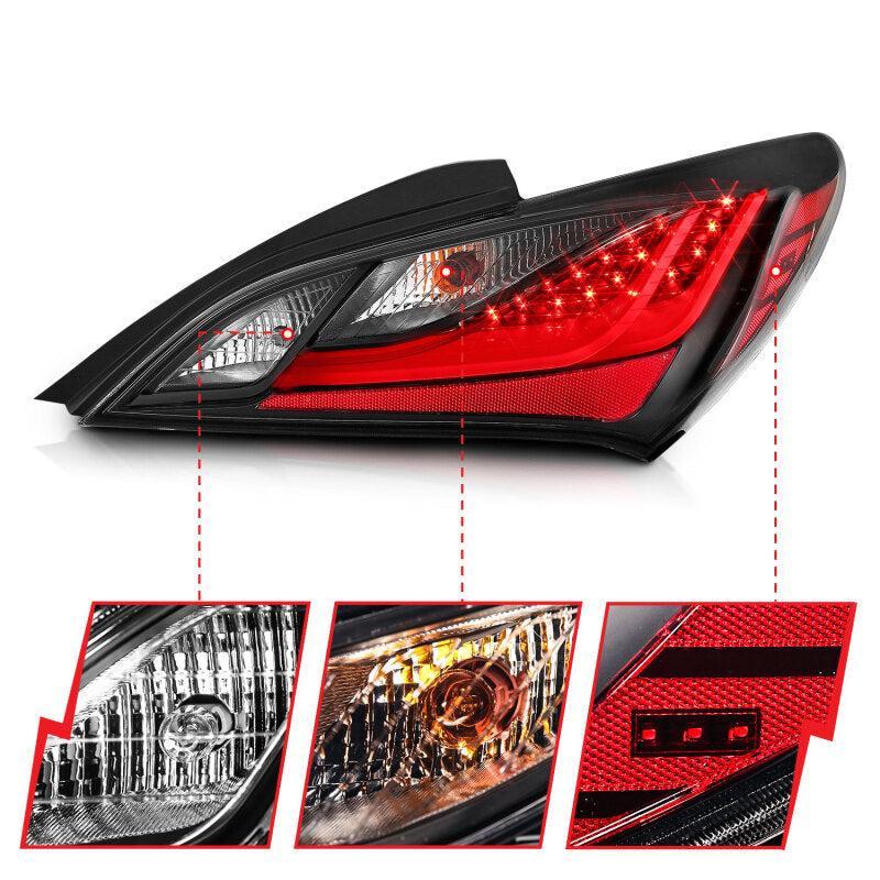 ANZO 10-13 Hyundai Genesis 2DR LED Taillights Smoke ANZO Tail Lights AXOPROS