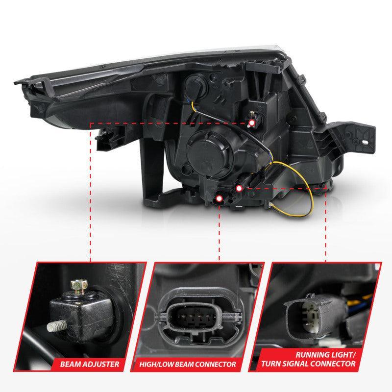 ANZO 11-15 Ford Explorer (w/Factory Halogen HL Only) Projector Headlights w/Light Bar Black Housing ANZO Headlights AXOPROS