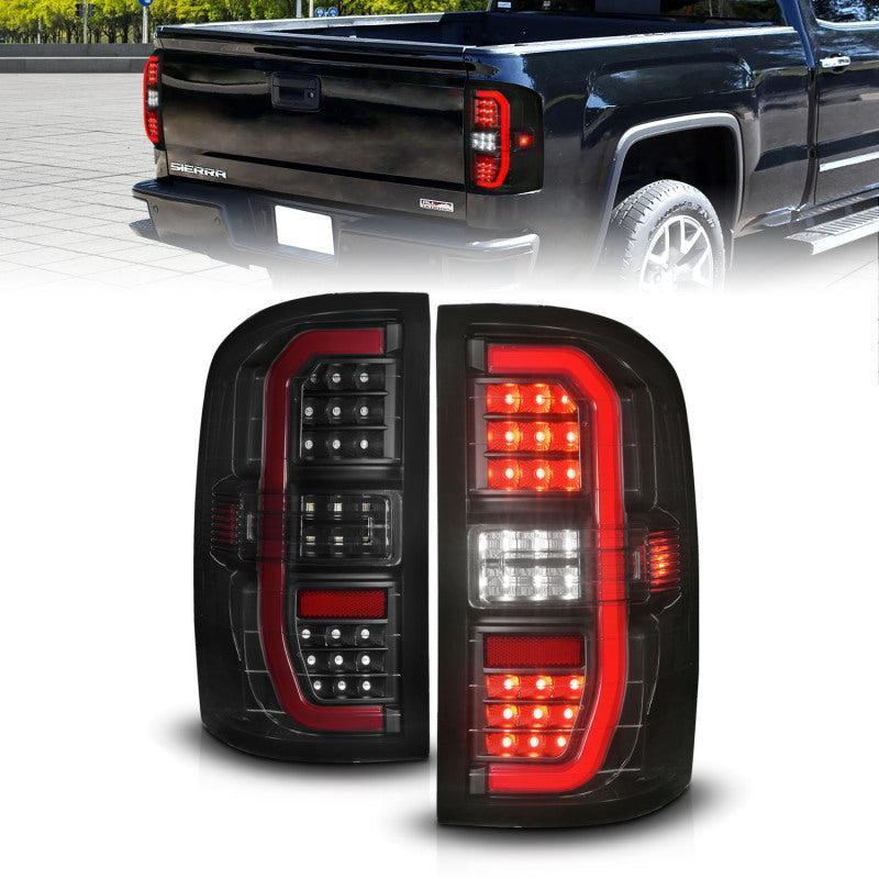 ANZO 14-18 GMC Sierra 1500 Full LED Taillights Black Housing Smoke Lens (w/C Light Bars) ANZO Tail Lights AXOPROS