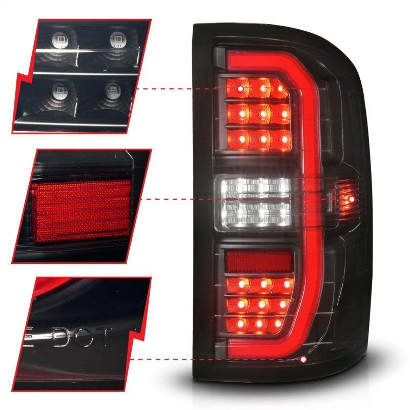 ANZO 14-18 GMC Sierra 1500 Full LED Taillights Black Housing Smoke Lens (w/C Light Bars) ANZO Tail Lights AXOPROS