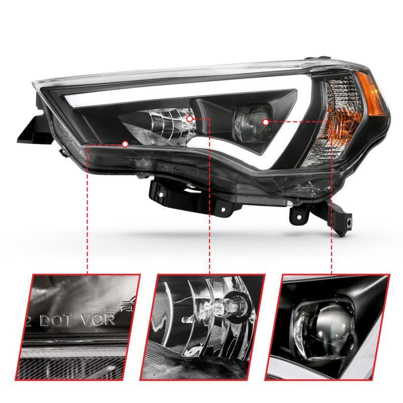ANZO 14-18 Toyota 4 Runner Plank Style Projector Headlights Black w/ Amber ANZO Headlights AXOPROS