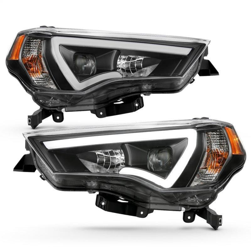 ANZO 14-18 Toyota 4 Runner Plank Style Projector Headlights Black w/ Amber ANZO Headlights AXOPROS