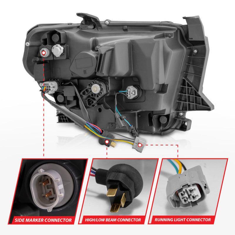 ANZO 14-21 Toyota Tundra (OE Halogen w/LED DRL) LED Crystal Headlights w/ Switchback & DRL - Blk ANZO Headlights AXOPROS