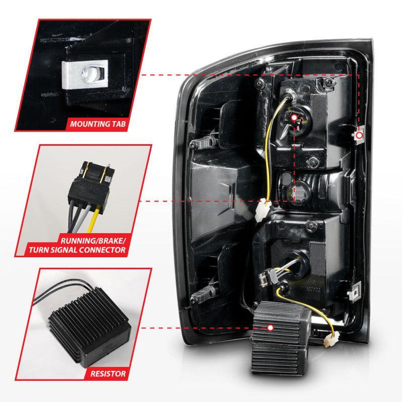 ANZO 15-19 Chevrolet Silverado 2500 HD/3500 HD LED Taillight w/ Sequential Black Housing/Smoke Lens ANZO Tail Lights AXOPROS