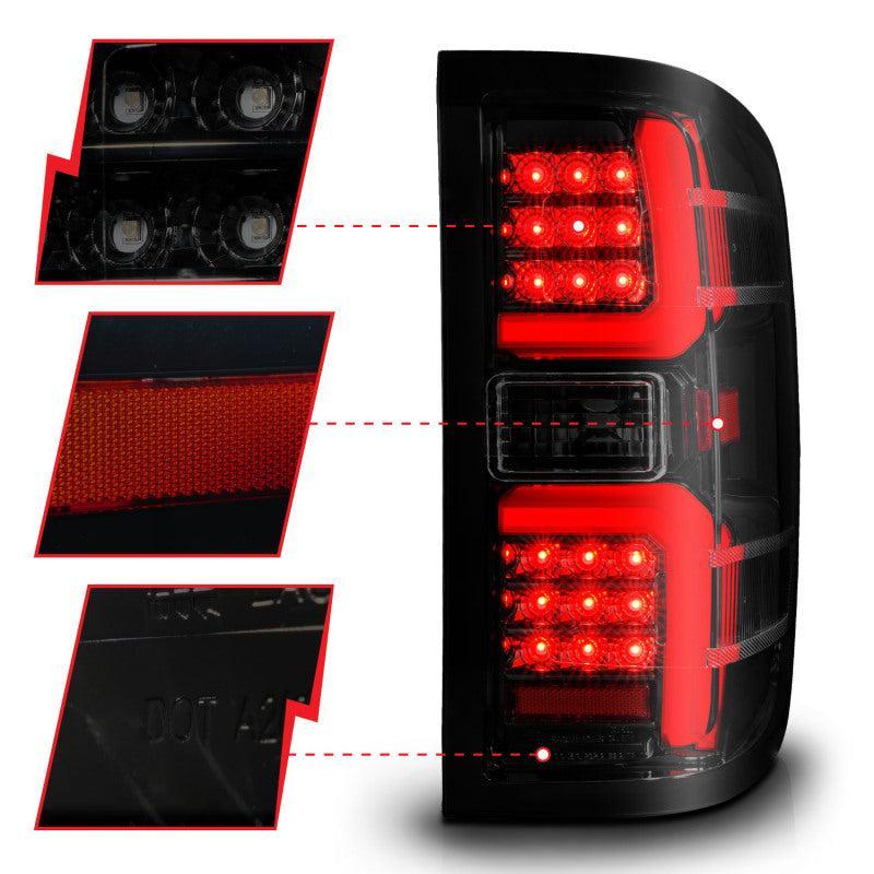 ANZO 15-19 Chevrolet Silverado 2500 HD/3500 HD LED Taillight w/ Sequential Black Housing/Smoke Lens ANZO Tail Lights AXOPROS
