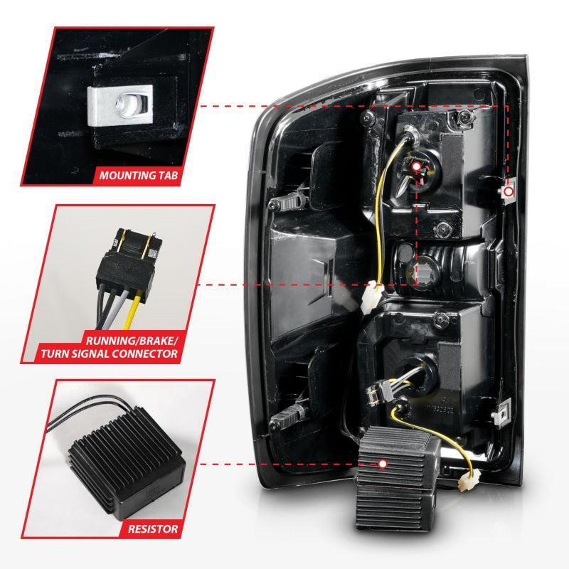 ANZO 15-19 Chevrolet Silverado 2500 HD/3500 HD LED Taillight w/ Sequential Black Housing/Smoke Lens ANZO Tail Lights AXOPROS