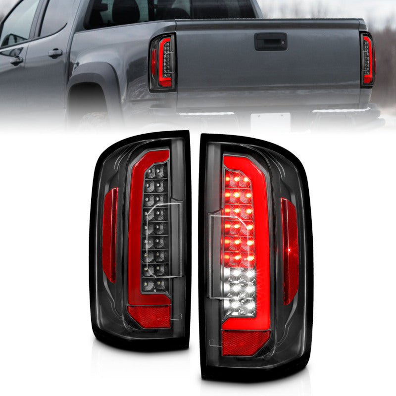 ANZO 15-21 Chevrolet Colorado Full LED Tail Lights w/ Red Lightbar Black Housing Clear Lens ANZO Tail Lights AXOPROS