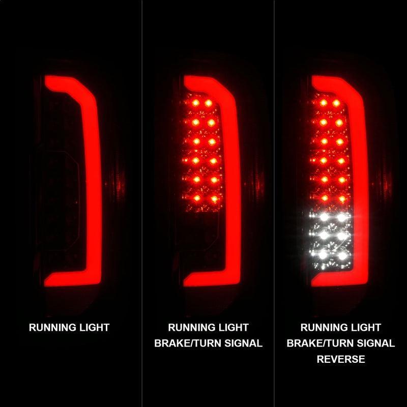 ANZO 15-21 GMC Canyon Full LED Tail Lights w/ Red Lightbar Black Housing Smoke Lens ANZO Tail Lights AXOPROS