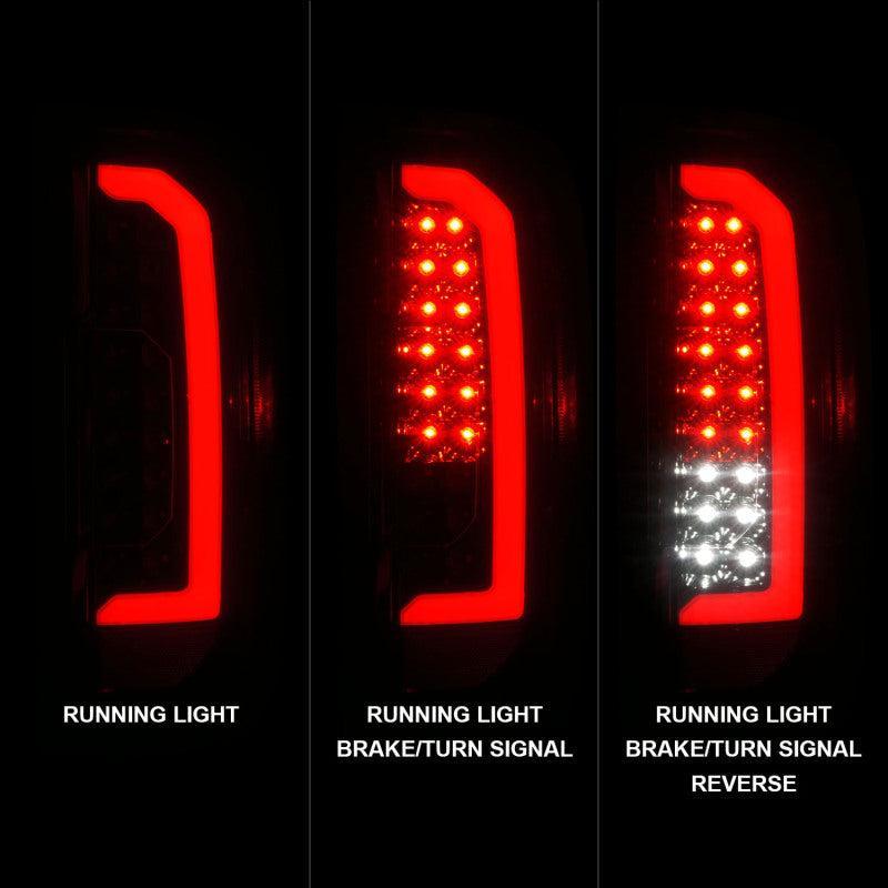 ANZO 15-21 GMC Canyon Full LED Tail Lights w/ Red Lightbar Black Housing Smoke Lens ANZO Tail Lights AXOPROS