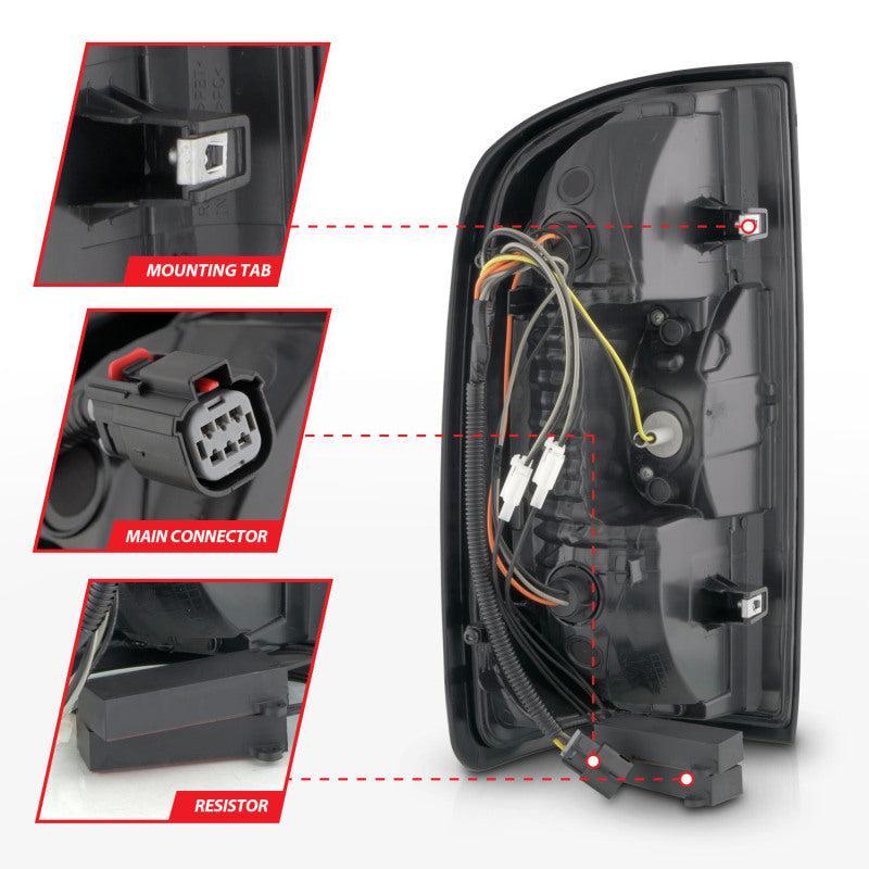 ANZO 15-21 GMC Canyon Full LED Taillights w/ Red Lightbar Black Housing/Clear Lens ANZO Tail Lights AXOPROS