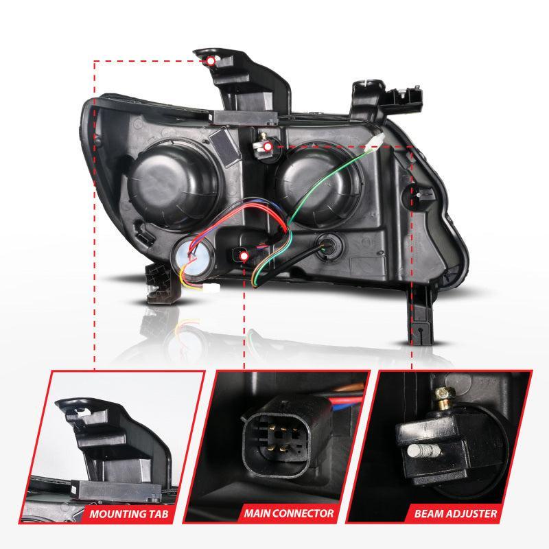 ANZO 15-22 Chevy Colorado Blk Housing Full LED DRL Projector Headlight w/ Sequential Light Bar ANZO Headlights AXOPROS