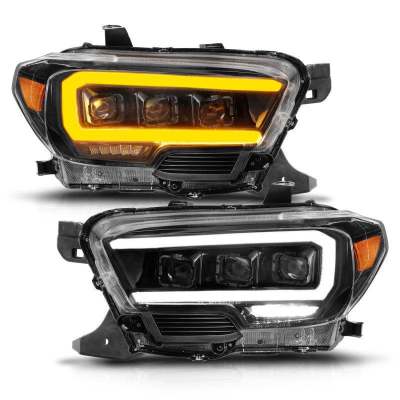 ANZO 16-22 Toyota Tacoma LED Projector Headlights w/ Light Bar Sequential Black Housing w/Initiation ANZO Headlights AXOPROS