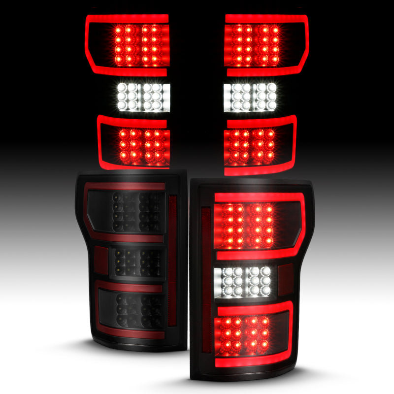 ANZO 18-19 Ford F-150 LED Taillight Black Housing Clear Lens Red Light Bar W/Sequential ANZO Tail Lights  AXOPROS