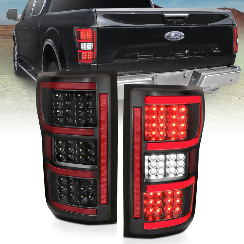 ANZO 18-19 Ford F-150 LED Taillights Black ANZO Tail Lights AXOPROS