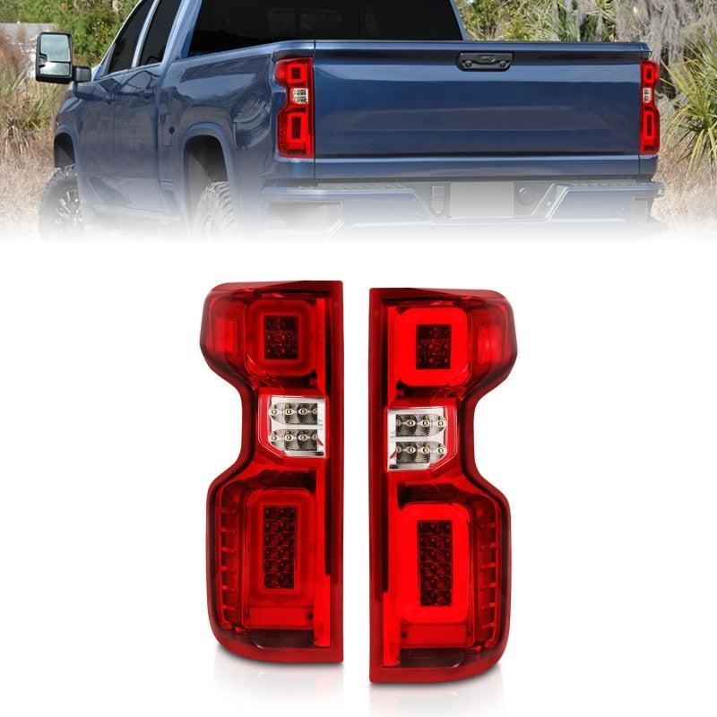 Anzo 19-21 Chevy Silverado Full LED Tailights Chrome Housing Red/Clear Lens G2 (w/C Light Bars) ANZO Tail Lights AXOPROS