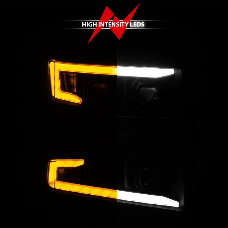 ANZO 19-22 Chevrolet Silverado 1500 LED Proj HL w/Lgt Bar SwBk Seq. Blk w/In. Light - Passenger Side ANZO Headlights AXOPROS