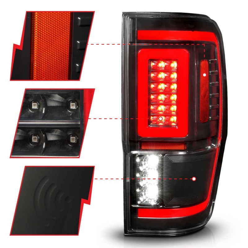ANZO 19-22 Ford Ranger Full LED Taillights w/ Lightbar Sequential Signal Black Housing/Clear Lens ANZO Tail Lights  AXOPROS