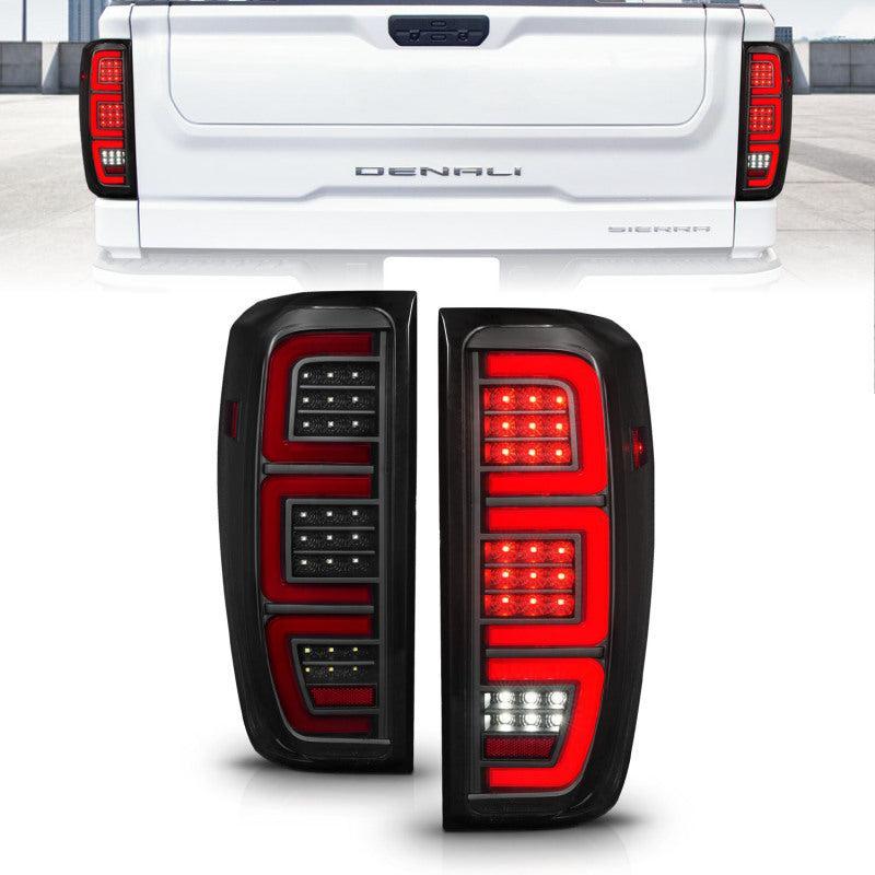 Anzo 19-23 GMC Sierra 1500/2500HD/3500HD Smoke Black Replacement Full LED Bar Tail Light ANZO Tail Lights AXOPROS