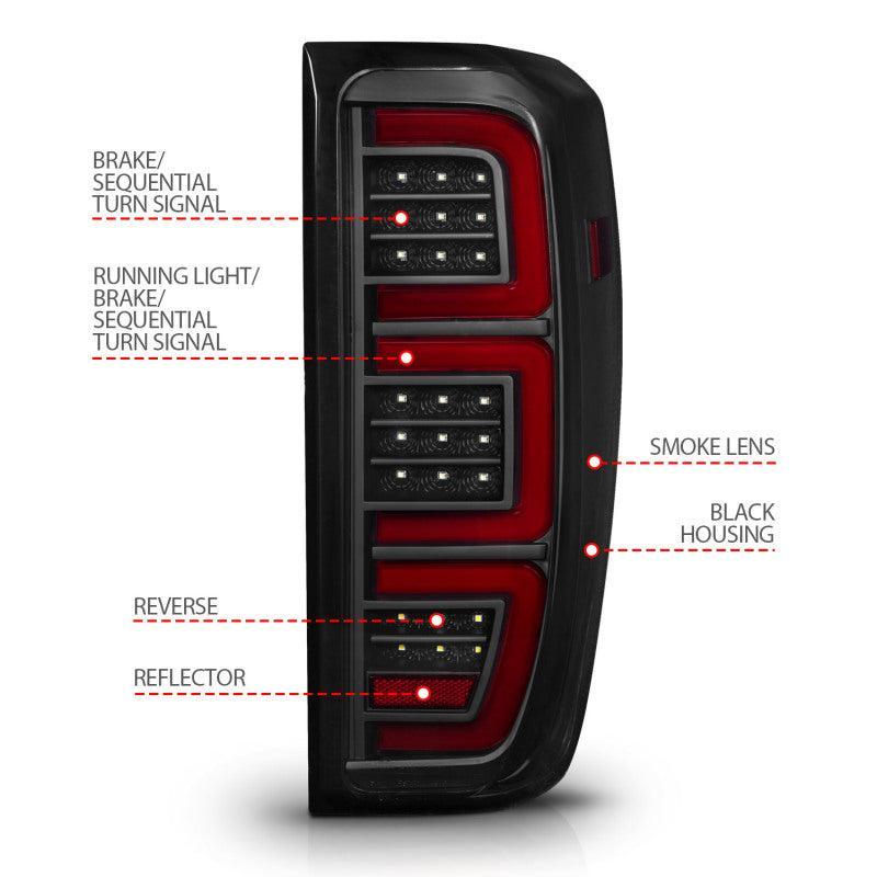 Anzo 19-23 GMC Sierra 1500/2500HD/3500HD Smoke Black Replacement Full LED Bar Tail Light ANZO Tail Lights AXOPROS
