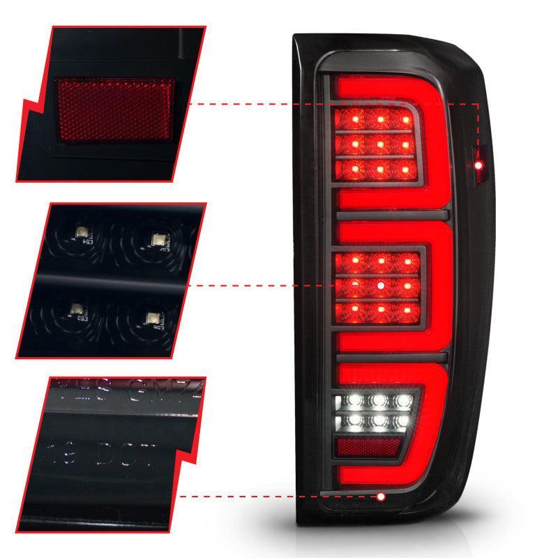 Anzo 19-23 GMC Sierra 1500/2500HD/3500HD Smoke Black Replacement Full LED Bar Tail Light ANZO Tail Lights AXOPROS