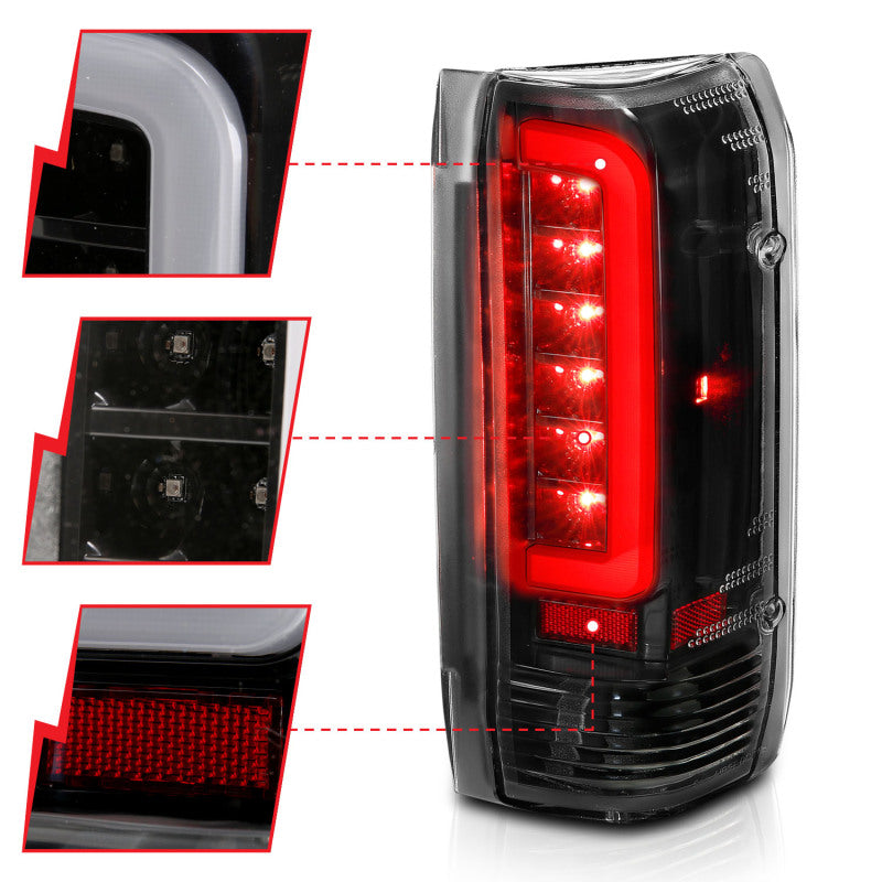 ANZO 1987-1996 Ford F-150 LED Taillights Black Housing Clear Lens (Pair) ANZO Tail Lights AXOPROS
