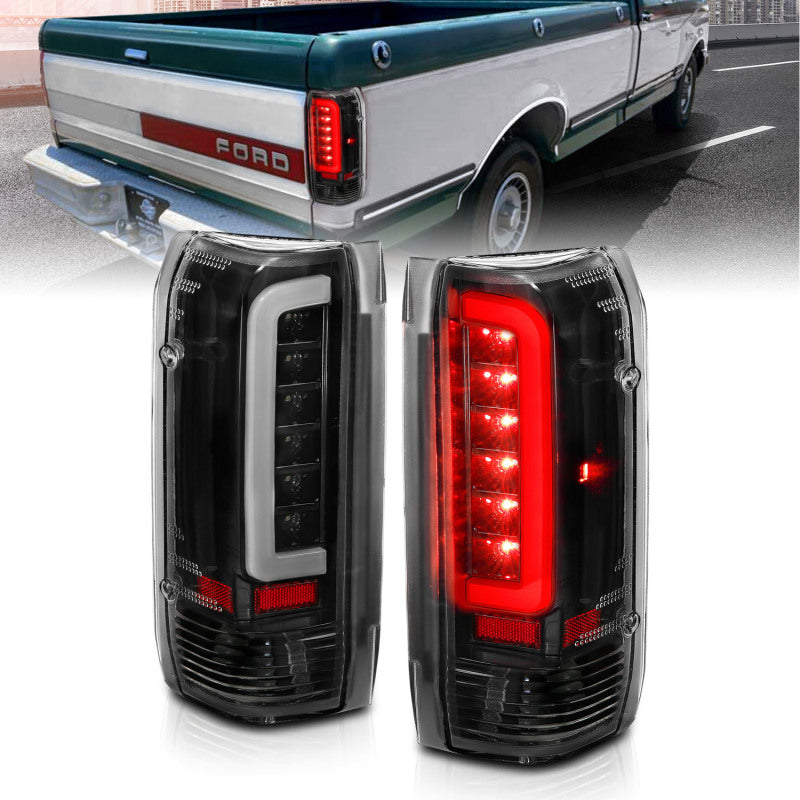 ANZO 1987-1996 Ford F-150 LED Taillights Black Housing Clear Lens (Pair) ANZO Tail Lights AXOPROS