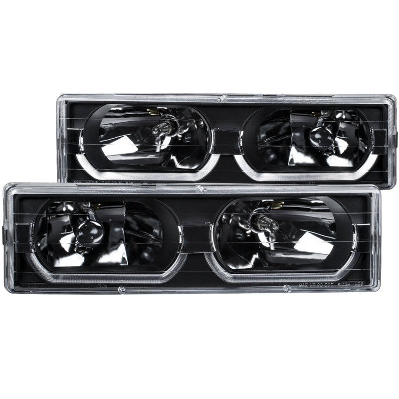 ANZO 1988-1998 Chevrolet C1500 Crystal Headlights Black w/ Low - Brow ANZO Headlights AXOPROS