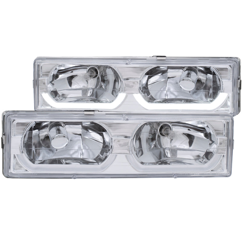 ANZO 1988-1998 Chevrolet C1500 Crystal Headlights Chrome w/ Low - Brow ANZO Headlights  AXOPROS