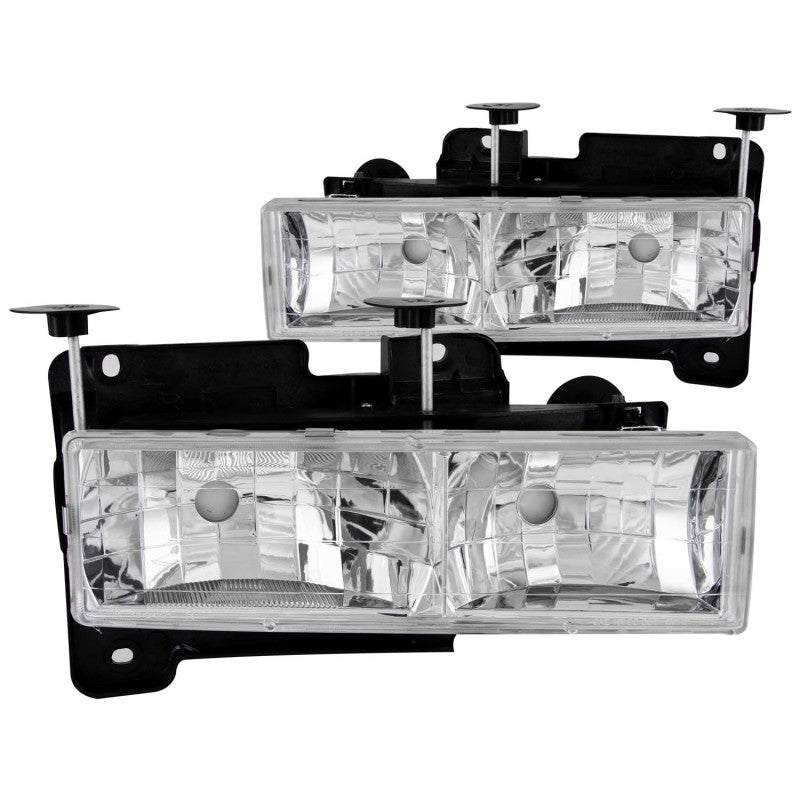 ANZO 1988-1998 Chevrolet C1500 Crystal Headlights Chrome w/o Bulbs ANZO Headlights AXOPROS
