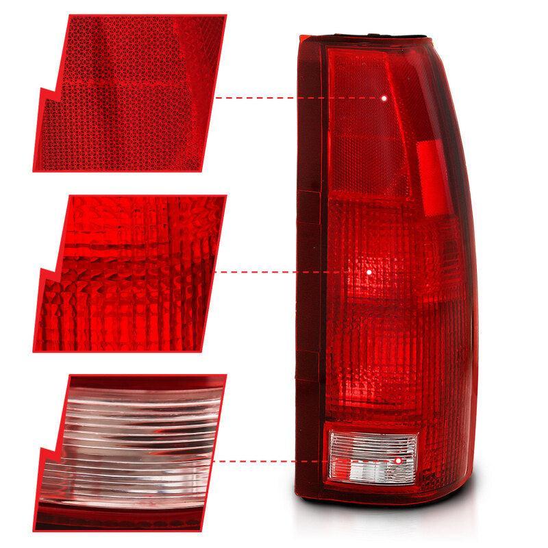 ANZO 1988-1999 Chevy C1500 Taillight Red/Clear Lens (OE Replacement) ANZO Tail Lights  AXOPROS