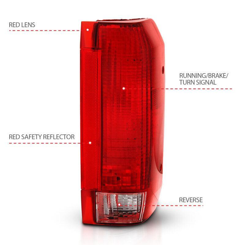 ANZO 1992-1996 Ford Bronco Taillight Red/Clear Lens (OE Replacement) ANZO Tail Lights  AXOPROS