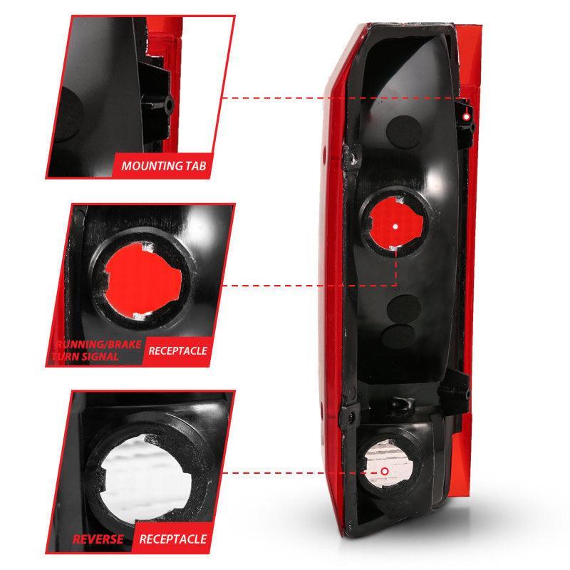 ANZO 1992-1996 Ford Bronco Taillight Red/Clear Lens (OE Replacement) ANZO Tail Lights  AXOPROS