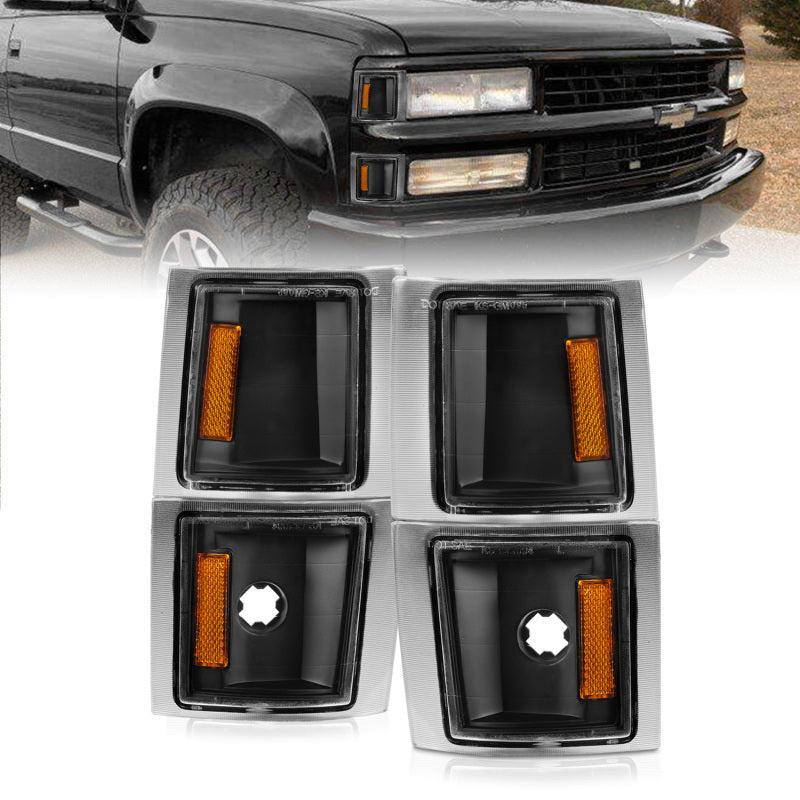 ANZO 1994-1998 Chevrolet Blazer Corner Lights Black Housing Clear Lens w/ Amber Reflector ANZO Lights Corner AXOPROS