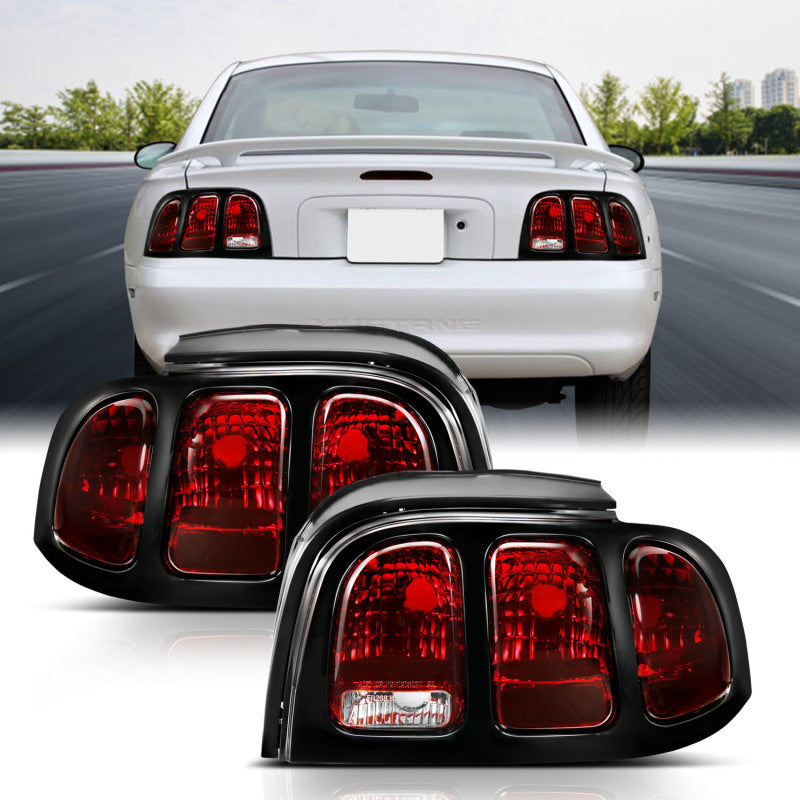 ANZO 1994-1998 Ford Mustang Taillight Dark Red Lens (OE Style) ANZO Tail Lights  AXOPROS