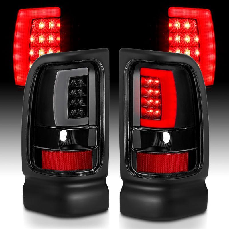 ANZO 1994-2001 Dodge Ram 1500 LED Taillights Plank Style Black w/Clear Lens ANZO Tail Lights  AXOPROS