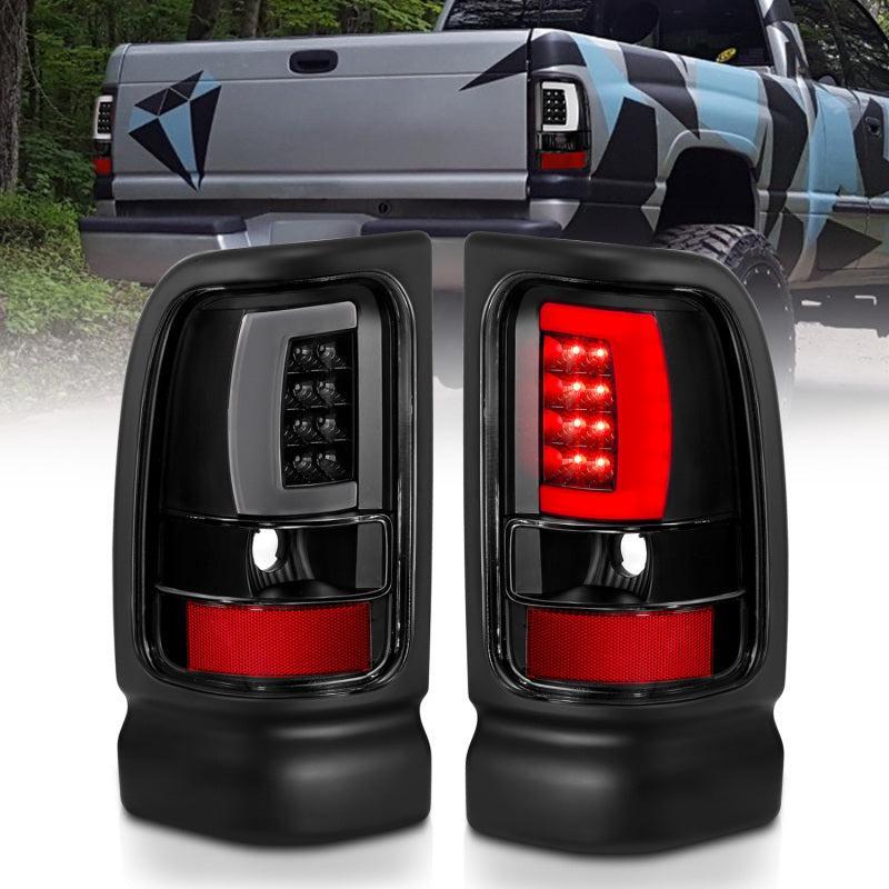 ANZO 1994-2001 Dodge Ram 1500 LED Taillights Plank Style Black w/Clear Lens ANZO Tail Lights  AXOPROS
