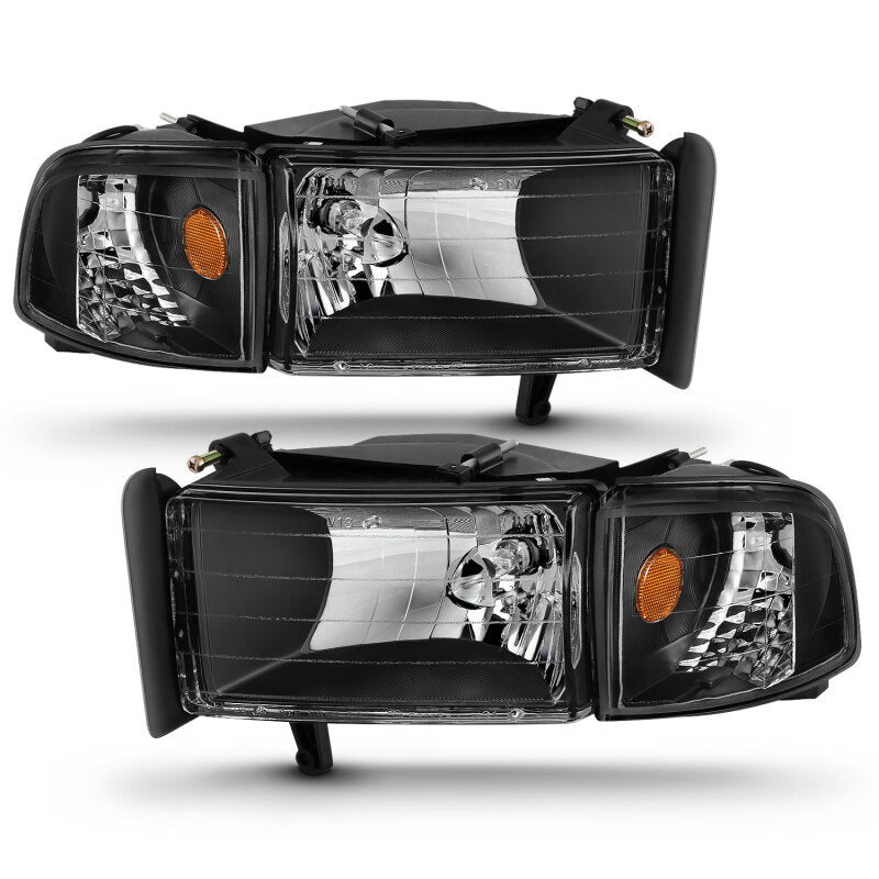ANZO 1994-2001 Dodge Ram Crystal Headlights Black ANZO Headlights AXOPROS