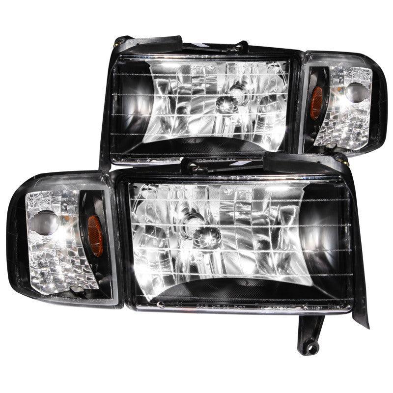 ANZO 1994-2001 Dodge Ram Crystal Headlights Black ANZO Headlights AXOPROS