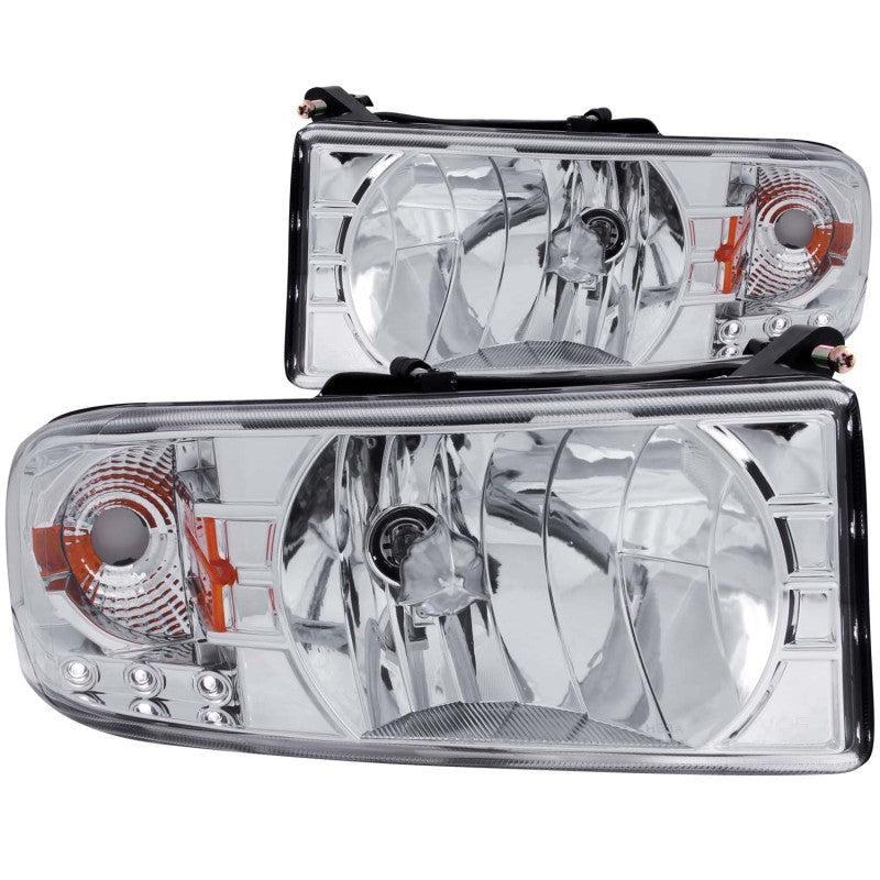 ANZO 1994-2001 Dodge Ram Crystal Headlights Chrome w/ LED ANZO Headlights AXOPROS