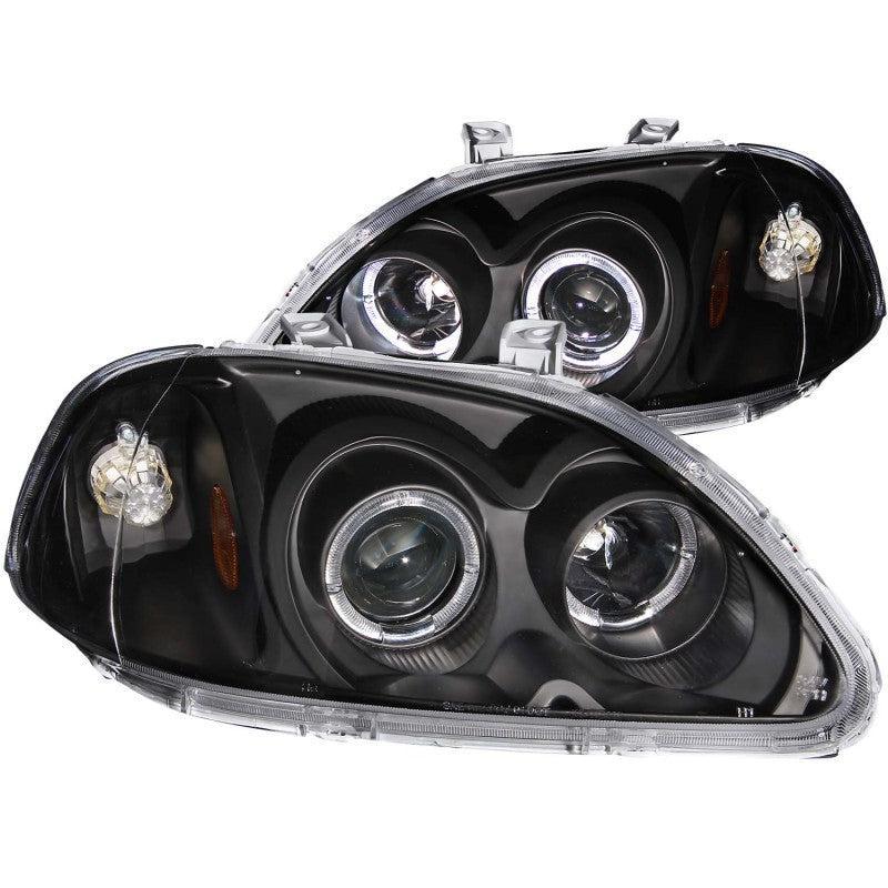 ANZO 1996-1998 Honda Civic Projector Headlights w/ Halo Black ANZO Headlights AXOPROS