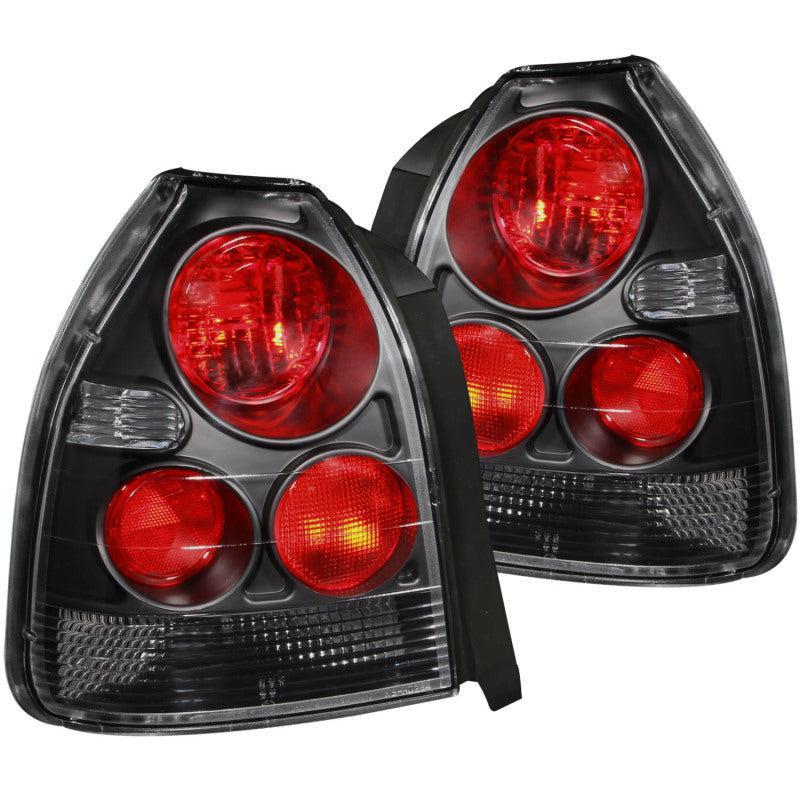 ANZO 1996-2000 Honda Civic Taillights Black ANZO Tail Lights  AXOPROS