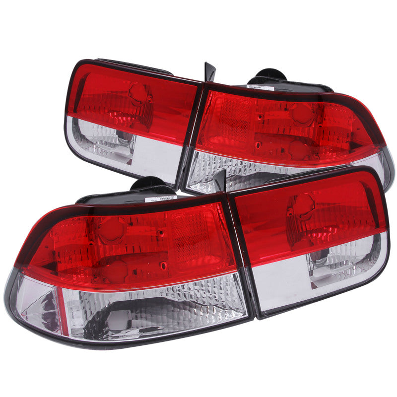 ANZO 1996-2000 Honda Civic Taillights Red/Clear ANZO Tail Lights  AXOPROS
