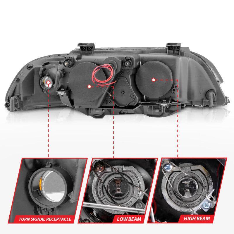 ANZO 1997-2001 BMW 5 Series Projector Headlights w/ Halo Black ANZO Headlights AXOPROS