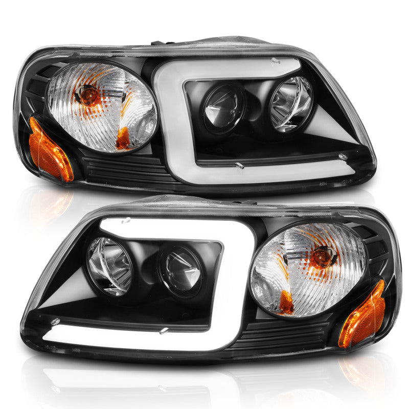 ANZO 1997-2003 Ford F-150 Projector Headlights w/ Light Bar Black Housing ANZO Headlights AXOPROS