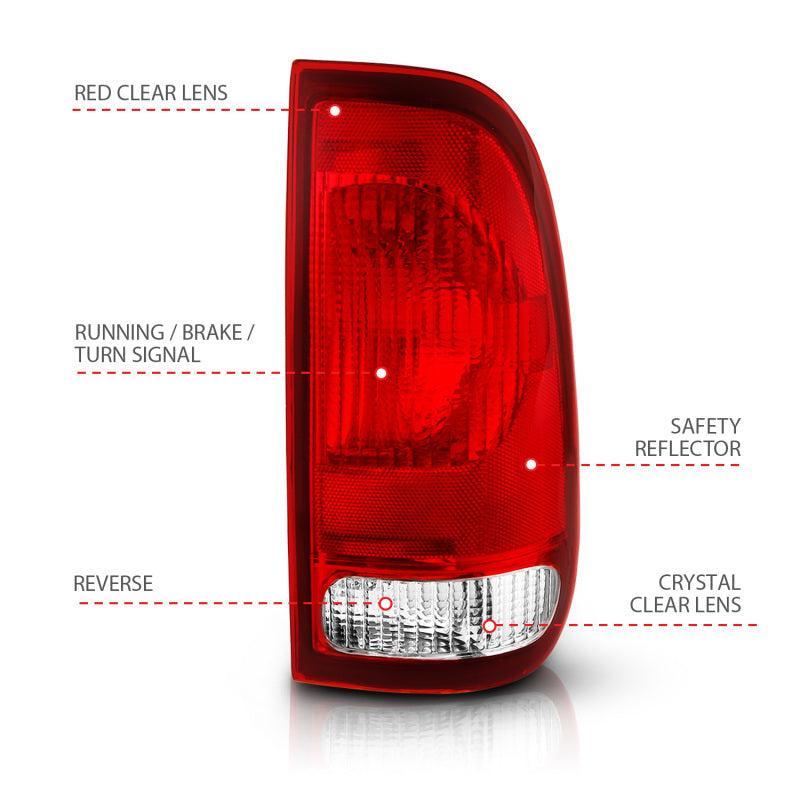 ANZO 1997-2003 Ford F-150 Taillight Red/Clear Lens (OE Replacement) ANZO Tail Lights  AXOPROS