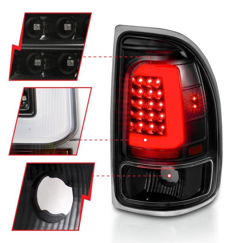 ANZO 1997-2004 Dodge Dakota LED Taillights Black Housing Clear Lens Pair ANZO Tail Lights  AXOPROS