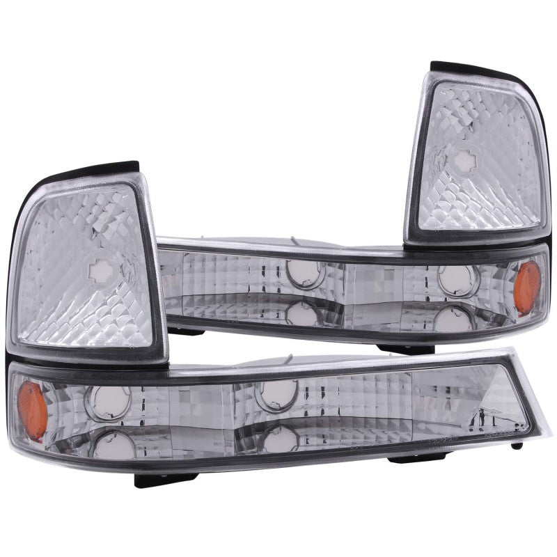 ANZO 1998-2000 Ford Ranger Euro Parking Lights Chrome w/ Amber Reflector ANZO Lights Corner AXOPROS