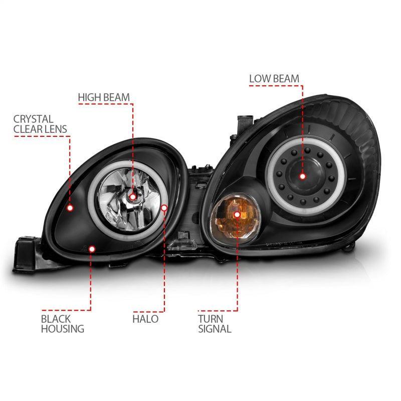 ANZO 1998-2005 Lexus Gs300 Projector Headlights w/ Halo Black ANZO Headlights AXOPROS